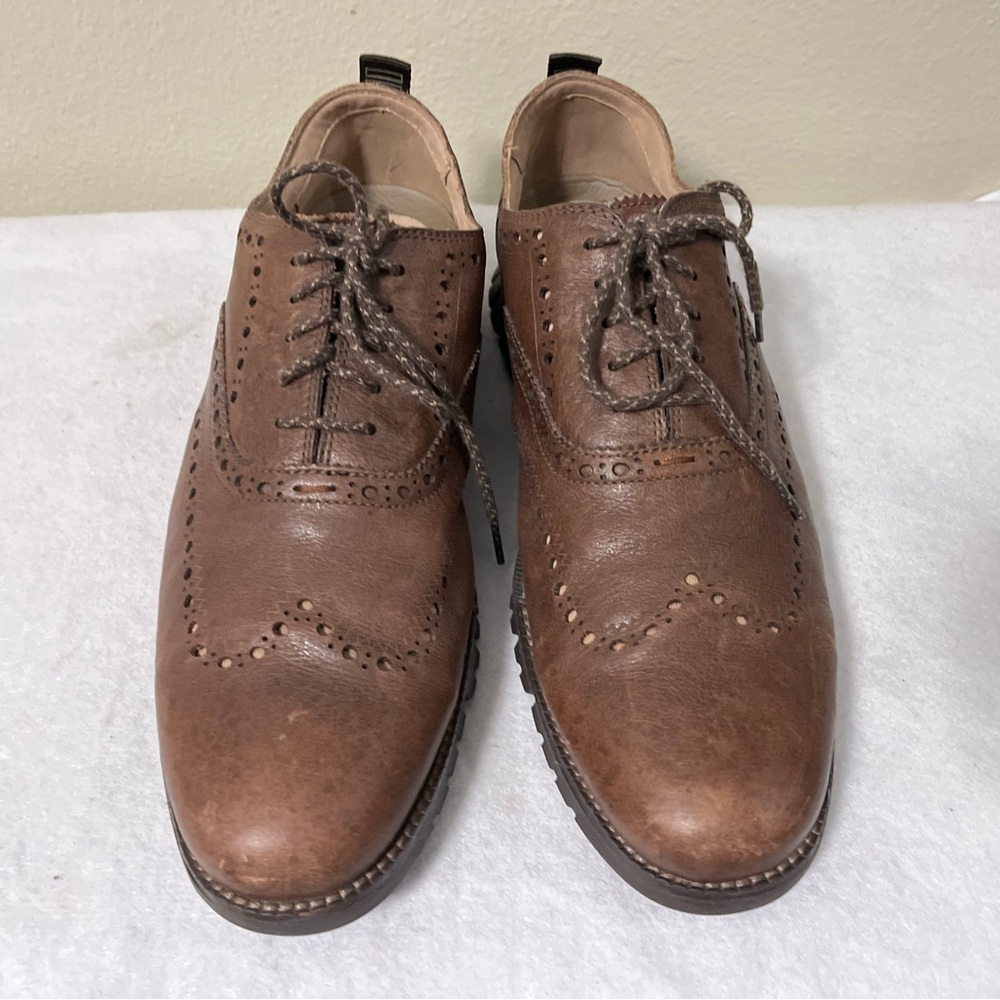 Cole Hann ZEROGRAND REMASTERED WINGTIP OXFORDS MEN's SHOES Brown Leather Sz 10.5 - Picture 3 of 10
